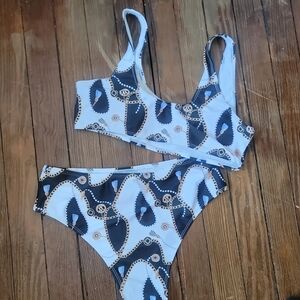 SHEIN Chic Blue and Black Bikini Set